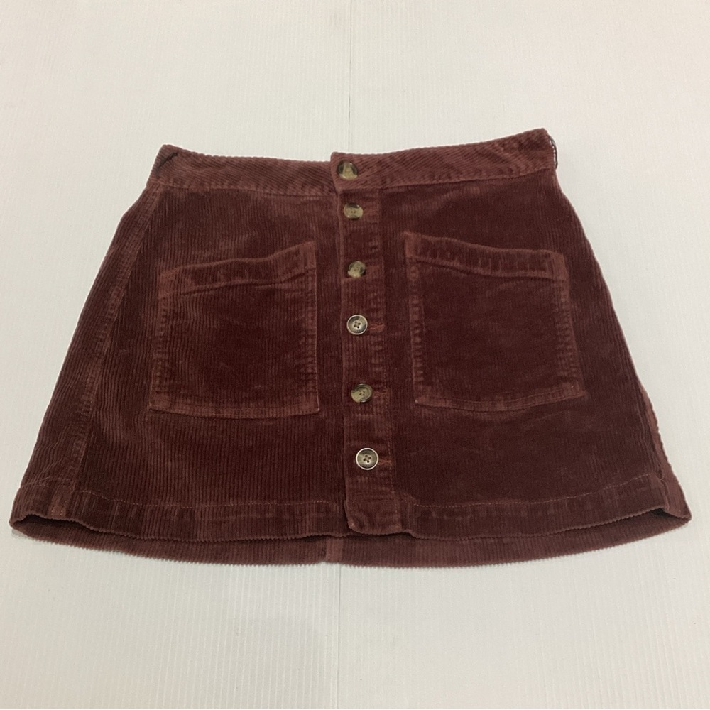 American Eagle Super Stretch Hi Rise A-Line Brown Corduroy Mini skirt size 0